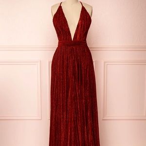 Red/Burgundy pleated formal maxi dress size Medium